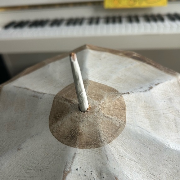 Handcrafted Large Wooden Artisan Cat Figurine Indonesia  - Cream and Brown - Picture 5 of 16